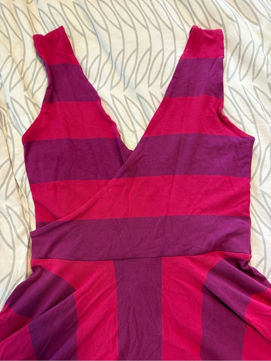 Butter by Nadia Dresses & Skirts - Sleeveless Striped Midi Dress in Fuchsia and Plum